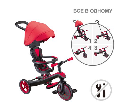 Детский велосипед Globber Explorer Trike 4 в 1, красный (634-102), изображение 9 Детский велосипед Globber Explorer Trike 4 в 1, красный (634-102), изображение 9