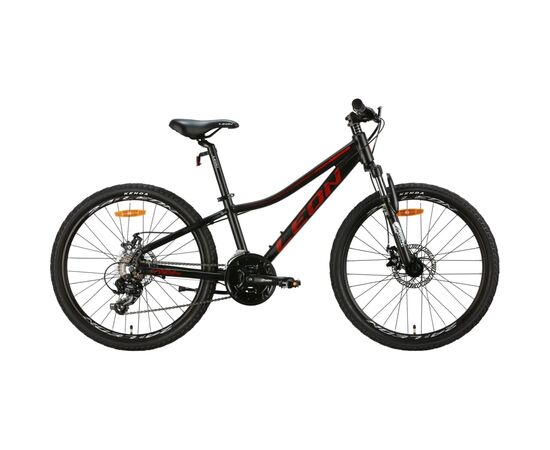Велосипед Leon 24" Junior AM DD рама-12" Al чорний з червоним 2024 (OPS-LN-24-092)