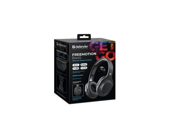 Наушники Defender FreeMotion B445 Bluetooth Black (63445), изображение 6 Наушники Defender FreeMotion B445 Bluetooth Black (63445), изображение 6