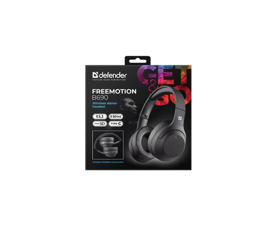 Наушники Defender FreeMotion B690 Bluetooth Black (63690), изображение 6 Наушники Defender FreeMotion B690 Bluetooth Black (63690), изображение 6