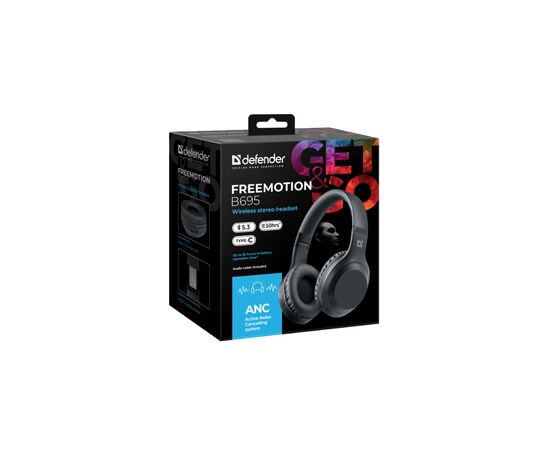 Наушники Defender FreeMotion B695 Bluetooth ANC Black (63695), изображение 2 Наушники Defender FreeMotion B695 Bluetooth ANC Black (63695), изображение 2