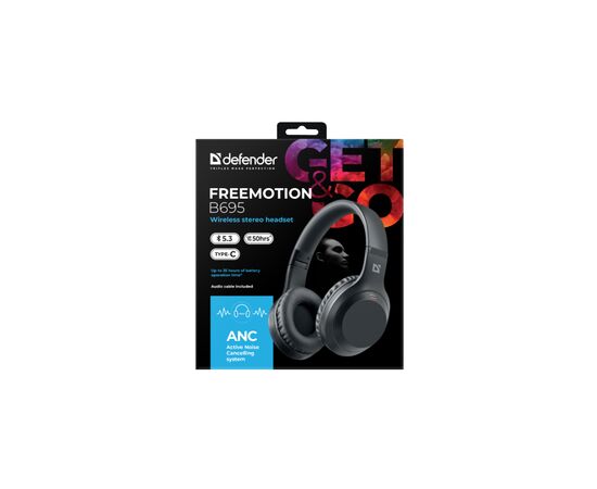 Наушники Defender FreeMotion B695 Bluetooth ANC Black (63695), изображение 7 Наушники Defender FreeMotion B695 Bluetooth ANC Black (63695), изображение 7