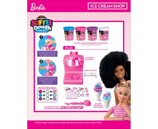 Набір для творчості Cra-Z-Art Barbie Тісто для ліплення, Магазин морозива з формами, набір 8 од (34040CRA), зображення 8 Набір для творчості Cra-Z-Art Barbie Тісто для ліплення, Магазин морозива з формами, набір 8 од (34040CRA), зображення 8