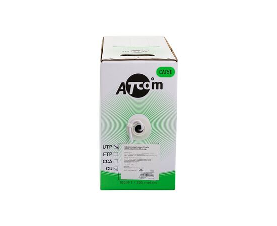 Кабель сетевой Atcom UTP 305м cat.5e, CU, 0,5мм (3800), изображение 3 Кабель сетевой Atcom UTP 305м cat.5e, CU, 0,5мм (3800), изображение 3