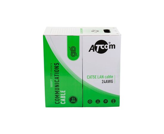 Кабель сетевой Atcom UTP 305м cat.5e, CU, 0,5мм (3800), изображение 4 Кабель сетевой Atcom UTP 305м cat.5e, CU, 0,5мм (3800), изображение 4