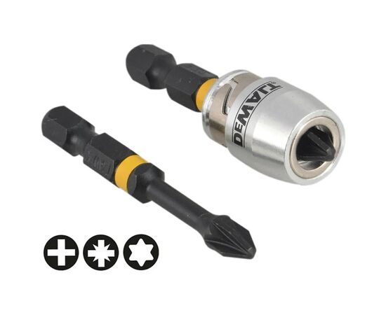 Набор бит DeWALT IMPACT TORSION, ударных, Pz2, L=50 мм, 2 шт.+магнитный держатель (DT70535T)