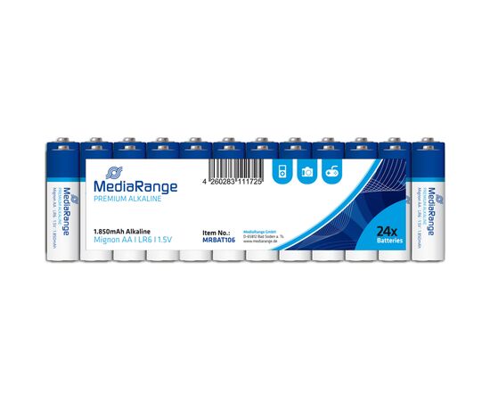 Батарейка Mediarange AA LR6 1.5V Premium Alkaline Batteries, Mignon, Pack 24 (MRBAT106)