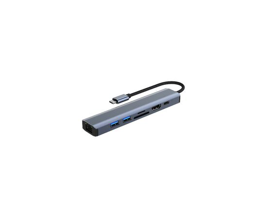 Концентратор Dynamode 7-in-1 USB-C to HDTV 4K/30Hz, 2хUSB3.0, RJ45, USB-C PD 100W, SD/MicroSD (BYL-2303)