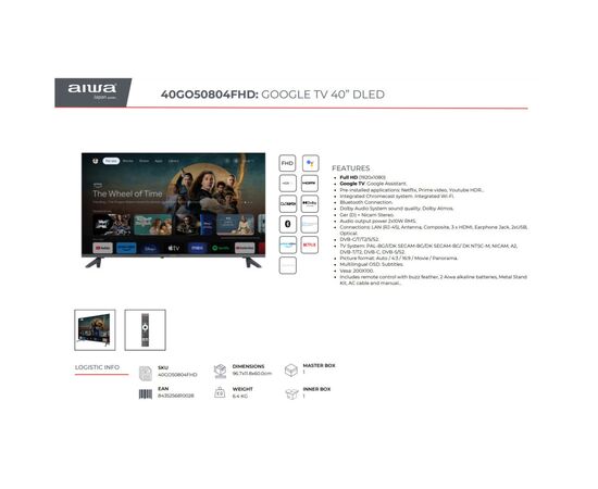 Телевизор AIWA 43GO70804UHD, изображение 7 Телевизор AIWA 43GO70804UHD, изображение 7