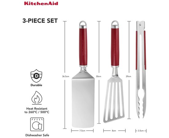 Набор для барбекю KitchenAid Coreline, 3 предмета, червоний (KAG930OHERE), изображение 3 Набор для барбекю KitchenAid Coreline, 3 предмета, червоний (KAG930OHERE), изображение 3