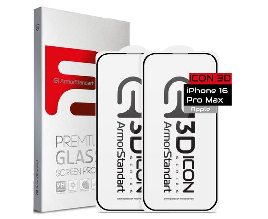 Стекло защитное Armorstandart Kit Icon 3D iPhone 16 Pro Max Black 2 pcs (ARM83514)