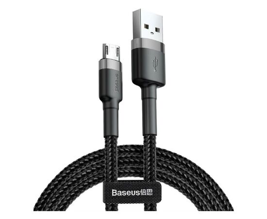 Дата кабель USB 2.0 AM to Micro 5P 0.5m Cafule 2.4A Black-Grey Baseus (CAMKLF-AG1)