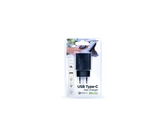 Зарядний пристрій Gembird USB-A + USB-C (PD 18W + QC3.0 18W) (TA-UQC3-03), зображення 5 Зарядний пристрій Gembird USB-A + USB-C (PD 18W + QC3.0 18W) (TA-UQC3-03), зображення 5