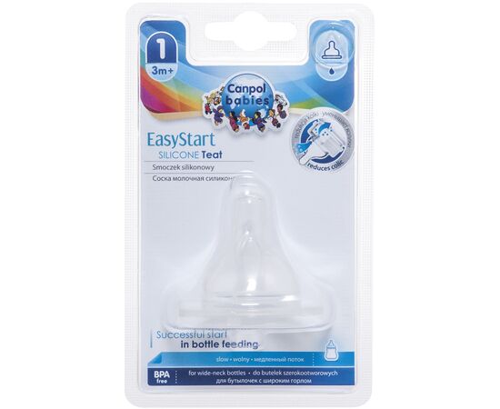 Соска Canpol babies EasyStart силиконовая с широким горлышком, свободна 1 шт. (21/720), изображение 2 Соска Canpol babies EasyStart силиконовая с широким горлышком, свободна 1 шт. (21/720), изображение 2