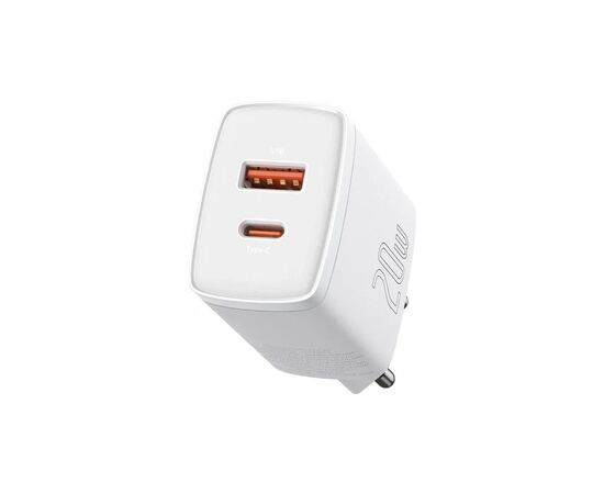 Зарядний пристрій Baseus Compact Quick Charger U+C 20W EU White (CCXJ-B02)