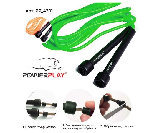 Скакалка PowerPlay 4201 Зелена (PP_4201_Green), изображение 5 Скакалка PowerPlay 4201 Зелена (PP_4201_Green), изображение 5