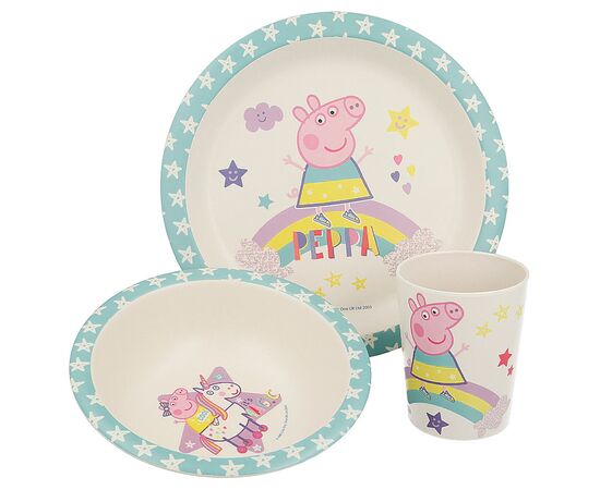 Набір дитячого посуду Stor Peppa Pig - Magical Bamboo 3 Pcs Set With Rim (Stor-01385)
