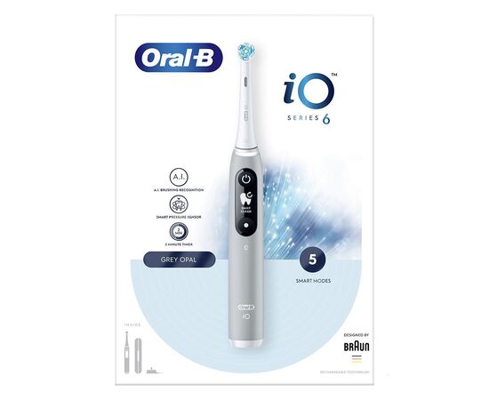 Электрическая зубная щетка Oral-B iO Series 6 iOM6.1A6.1K Grey Opal, изображение 3 Электрическая зубная щетка Oral-B iO Series 6 iOM6.1A6.1K Grey Opal, изображение 3