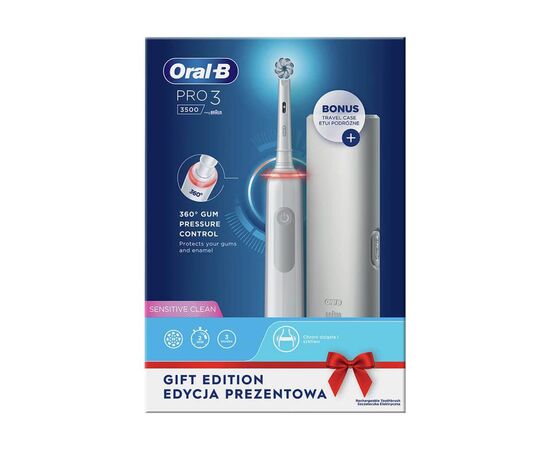 Электрическая зубная щетка Oral-B PRO3 3500 D505.513.3X WT Gift Edition, изображение 3 Электрическая зубная щетка Oral-B PRO3 3500 D505.513.3X WT Gift Edition, изображение 3