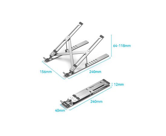 Подставка для ноутбука Vention Laptop X-type Stand Silver Aluminum Alloy (KDMI0), изображение 11 Подставка для ноутбука Vention Laptop X-type Stand Silver Aluminum Alloy (KDMI0), изображение 11