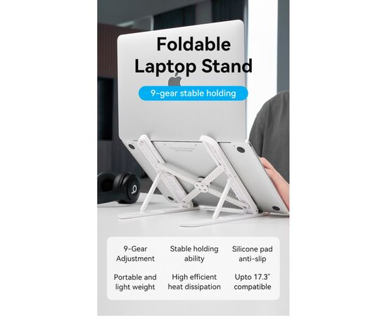 Подставка для ноутбука Vention Laptop X-type Stand White ABS 83-170мм (KDNW0), изображение 3 Подставка для ноутбука Vention Laptop X-type Stand White ABS 83-170мм (KDNW0), изображение 3