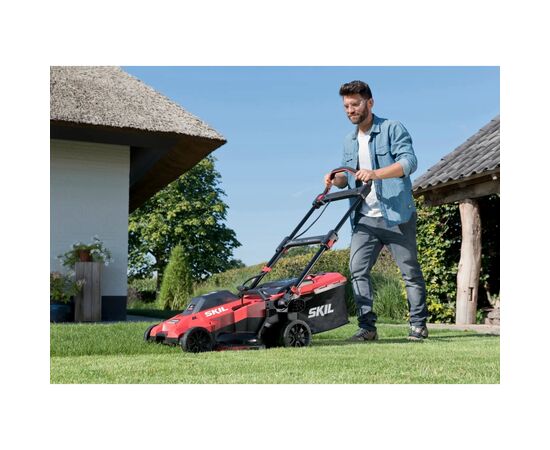 Газонокосилка Skil аккумуляторная бесщеточная, 0140 BA, 2x4Ah (GM1E0140BA), изображение 3 Газонокосилка Skil аккумуляторная бесщеточная, 0140 BA, 2x4Ah (GM1E0140BA), изображение 3