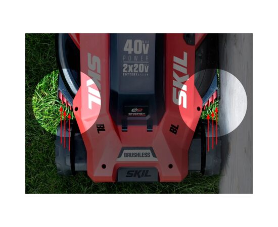Газонокосилка Skil аккумуляторная бесщеточная, 0140 BA, 2x4Ah (GM1E0140BA), изображение 6 Газонокосилка Skil аккумуляторная бесщеточная, 0140 BA, 2x4Ah (GM1E0140BA), изображение 6