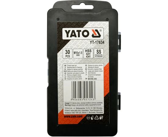 Набір інструментів Yato для ремонту різьби M10x1, 5 (YT-17634), зображення 3 Набір інструментів Yato для ремонту різьби M10x1, 5 (YT-17634), зображення 3