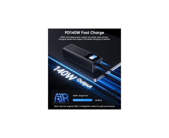 Батарея универсальная Choetech 27000mAh, PD/140W in/out, 2*USB-C/PD5.0, QC3.0/22W, TFT Display (B670-CCGY), изображение 6 Батарея универсальная Choetech 27000mAh, PD/140W in/out, 2*USB-C/PD5.0, QC3.0/22W, TFT Display (B670-CCGY), изображение 6