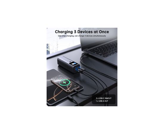 Батарея универсальная Choetech 27000mAh, PD/140W in/out, 2*USB-C/PD5.0, QC3.0/22W, TFT Display (B670-CCGY), изображение 7 Батарея универсальная Choetech 27000mAh, PD/140W in/out, 2*USB-C/PD5.0, QC3.0/22W, TFT Display (B670-CCGY), изображение 7