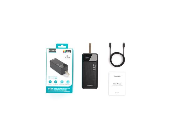 Батарея универсальная Choetech 50000mAh, PD/65W, QC/3.0, USB-C In/out, 2*USB-A (B733-CCBK), изображение 4 Батарея универсальная Choetech 50000mAh, PD/65W, QC/3.0, USB-C In/out, 2*USB-A (B733-CCBK), изображение 4