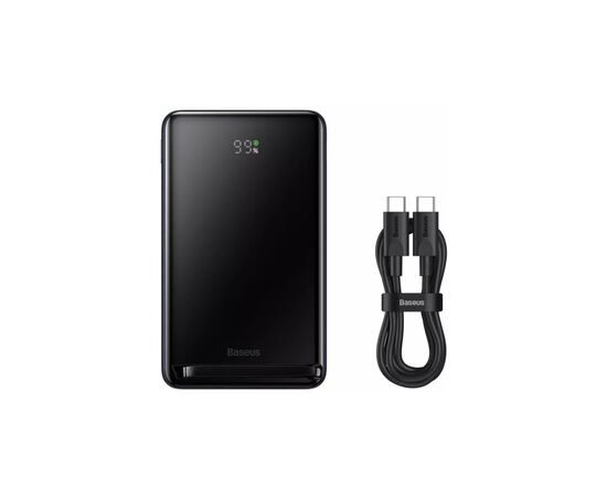 Батарея універсальна Baseus Magnetic Wireless Bracket 10000mAh 20W, PD QC/3.0, Qi + cabel 60W 0.5м, black (PPCX000003), зображення 8 Батарея універсальна Baseus Magnetic Wireless Bracket 10000mAh 20W, PD QC/3.0, Qi + cabel 60W 0.5м, black (PPCX000003), зображення 8