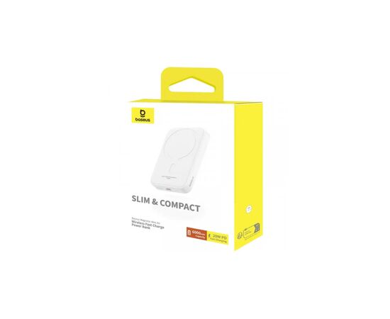 Батарея универсальная Baseus Magnetic Wireless Mini 6000mAh 20W, PD QC/3.0, white (P10059002223-00), изображение 5 Батарея универсальная Baseus Magnetic Wireless Mini 6000mAh 20W, PD QC/3.0, white (P10059002223-00), изображение 5