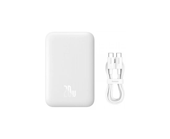 Батарея универсальная Baseus Magnetic Wireless Mini 6000mAh 20W, PD QC/3.0, white (P10059002223-00), изображение 6 Батарея универсальная Baseus Magnetic Wireless Mini 6000mAh 20W, PD QC/3.0, white (P10059002223-00), изображение 6