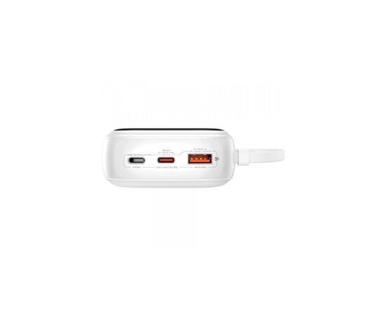 Батарея универсальная Baseus Qpow Pro+ 20000mAh 22,5W, PD/3.0, QC/3.0, FCP, AFC, built-in USB-C cable, white (P10067103213-00), изображение 5 Батарея универсальная Baseus Qpow Pro+ 20000mAh 22,5W, PD/3.0, QC/3.0, FCP, AFC, built-in USB-C cable, white (P10067103213-00), изображение 5