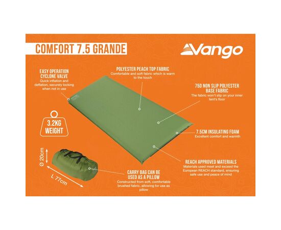Туристический коврик Vango Comfort 7.5 Grande Herbal (929164), изображение 5 Туристический коврик Vango Comfort 7.5 Grande Herbal (929164), изображение 5