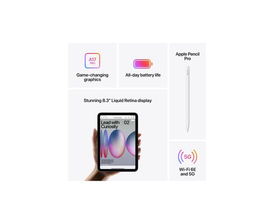 Планшет Apple iPad mini 2024 Wi-Fi + Cellular 128GB Space Grey (MXPN3NF/A), изображение 6 Планшет Apple iPad mini 2024 Wi-Fi + Cellular 128GB Space Grey (MXPN3NF/A), изображение 6