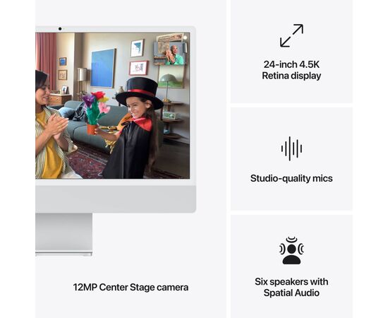 Компьютер Apple 24" iMac Retina 4.5K / Apple M4 (8-c/CPU, 8-c/GPU), 16, 256, Silver (MWUC3UA/A), изображение 4 Компьютер Apple 24" iMac Retina 4.5K / Apple M4 (8-c/CPU, 8-c/GPU), 16, 256, Silver (MWUC3UA/A), изображение 4