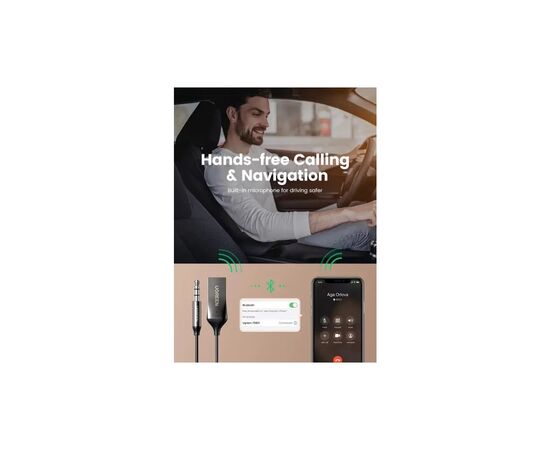 FM модулятор Ugreen Bluetooth 5.0 Aux with mic CM309 UGREEN Black (70601), изображение 7 FM модулятор Ugreen Bluetooth 5.0 Aux with mic CM309 UGREEN Black (70601), изображение 7