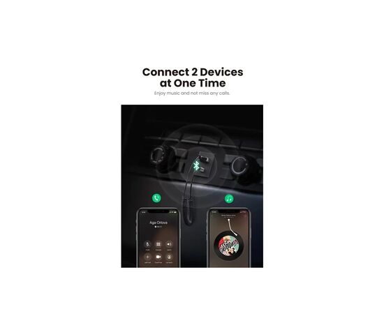 FM модулятор Ugreen Bluetooth 5.0 Aux with mic CM309 UGREEN Black (70601), изображение 8 FM модулятор Ugreen Bluetooth 5.0 Aux with mic CM309 UGREEN Black (70601), изображение 8