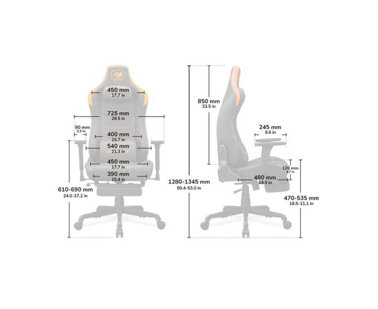 Кресло игровое Cougar Armor EVO S Gold, изображение 10 Кресло игровое Cougar Armor EVO S Gold, изображение 10