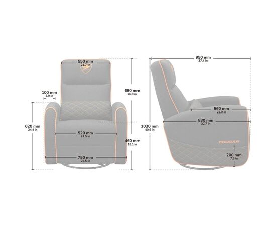 Кресло игровое Cougar Fidom Gray, изображение 12 Кресло игровое Cougar Fidom Gray, изображение 12