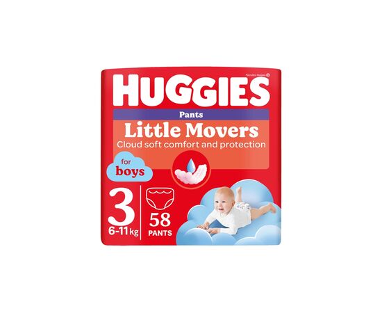 Подгузники Huggies Little Movers/Pants 3 Mega 6-11 кг для мальчиков 58 ш (5029053547473)