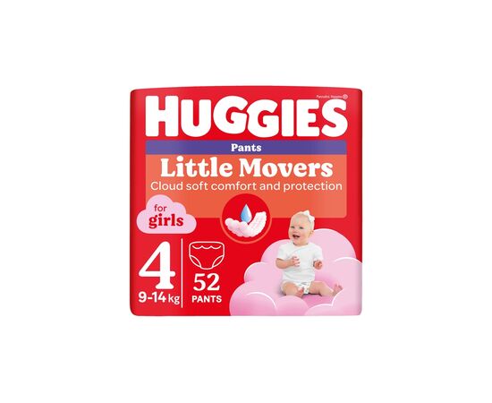 Подгузники Huggies Little Movers/Pants 4 (9-14 кг) для девочек 52 шт (5029053547541)