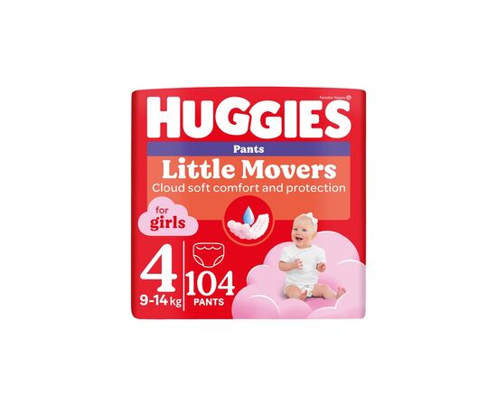 Подгузники Huggies Little Movers/Pants 4 M-Pack 9-14 кг для девочек 104 шт (5029054568095)