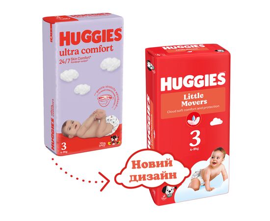 Подгузники Huggies Little Movers 3 (5-8 кг) Jumbo 56 шт (5029053567570), изображение 3 Подгузники Huggies Little Movers 3 (5-8 кг) Jumbo 56 шт (5029053567570), изображение 3