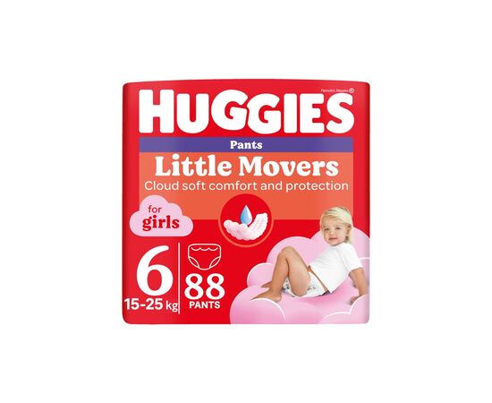 Подгузники Huggies Little Movers Pants 6 (15-25 кг) для дівчаток 88 шт (5029054568217)