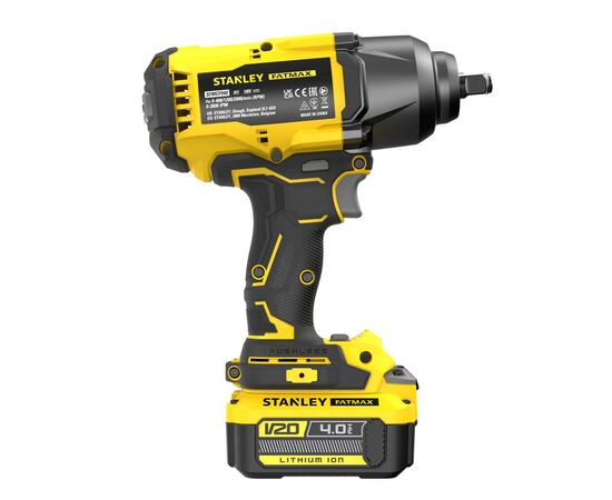 Гайковерт Stanley FatMax, ударний 18V, 4Ah, 950Нм, 2000 об/хв, 2600 уд/хв, 2.66кг (SFMCF940M1), зображення 4 Гайковерт Stanley FatMax, ударний 18V, 4Ah, 950Нм, 2000 об/хв, 2600 уд/хв, 2.66кг (SFMCF940M1), зображення 4