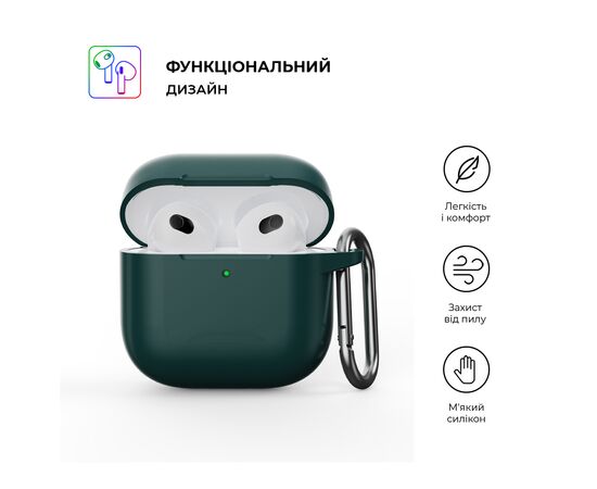 Чехол для наушников Armorstandart Hang Case для Apple AirPods 4 Dark Green (ARM81280), изображение 2 Чехол для наушников Armorstandart Hang Case для Apple AirPods 4 Dark Green (ARM81280), изображение 2