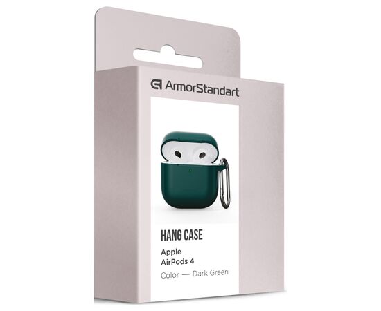 Чехол для наушников Armorstandart Hang Case для Apple AirPods 4 Dark Green (ARM81280), изображение 3 Чехол для наушников Armorstandart Hang Case для Apple AirPods 4 Dark Green (ARM81280), изображение 3